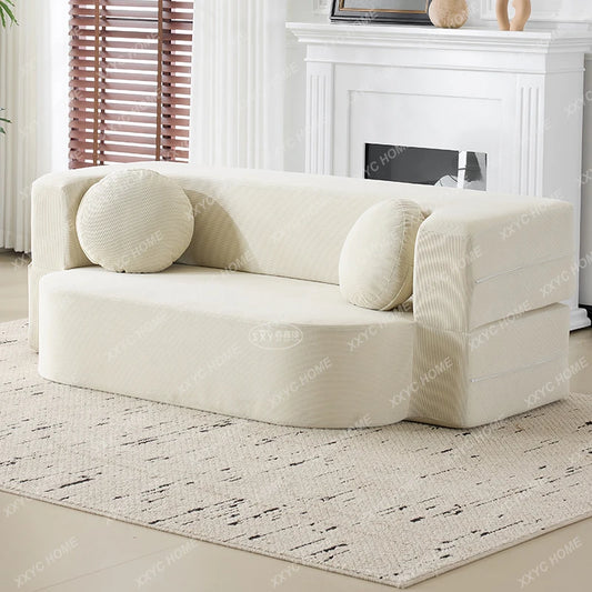 A Retro folding sofa household fabric dual-purpose vacuum compression sofa bed