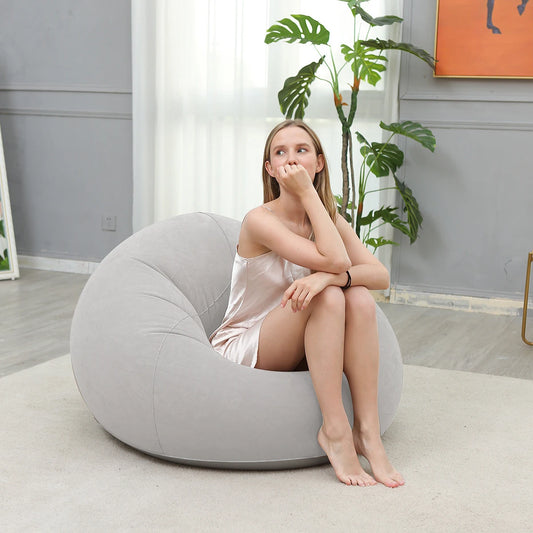 Portable Inflatable Sofa Soft Indoor Bedroom Lounge Bean Bag Chair Outdoor Camping Lazy Seat Round Single Inflatable Sofa