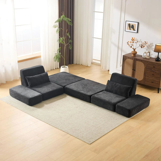 Multi-Functional Combination Compression Sofa Vacuum Folding Convertible Sofa In Bed Retro High-End Fabric Living Room Washable
