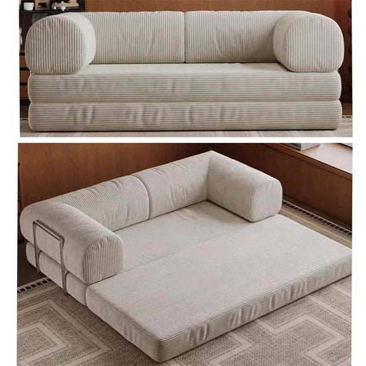 Folding Sofa Bed Vacuum Compression Convertible Sofa in Bed Retro High-end Corduroy Living Room Washable Customizable