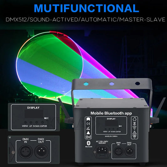 5W Laser Disco Stage Lighting Projector with IOS/Android DMX Control for Wedding Home Party 3D Animation Logo Display