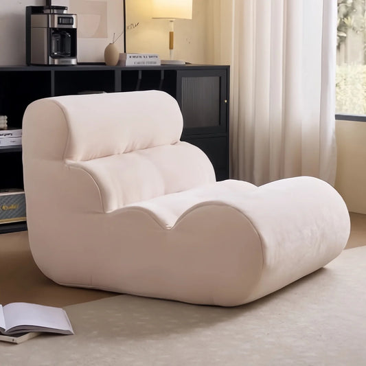 Modern Compressed Sponge Lounge Chair Sofa with Curved Backrest No-Assembly Floor Sofa for Living Room Bedroom Reading Corner