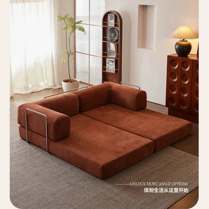 Folding Sofa Bed Vacuum Compression Convertible Sofa in Bed Retro High-end Corduroy Living Room Washable Customizable
