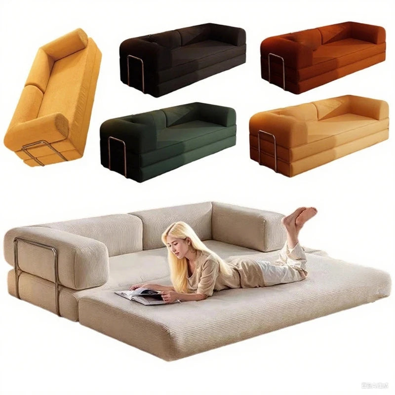 Folding Sofa Bed Vacuum Compression Convertible Sofa in Bed Retro High-end Corduroy Living Room Washable Customizable