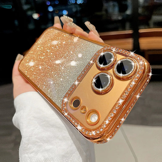 Luxury Diamond Glitter Phone Case For iPhone 17 Pro 17 Pro Max 17 16 15 14 13 12 11 Pro Max Plus Shockproof Women Phone Cover