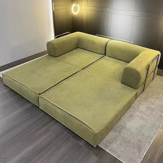Retro American Fabric Sofa Medieval Removable Washable Module Lazy Sofa Bed for Small Apartments Foldable Couch Living Room