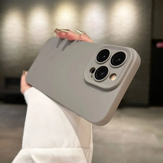 Natural Titanium camera lens film protection silicon case for iPhone 16 15 14 13 12 11 Pro Max Plus anti fall soft phone cover