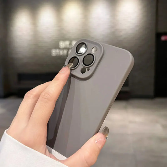 Natural Titanium camera lens film protection silicon case for iPhone 16 15 14 13 12 11 Pro Max Plus anti fall soft phone cover