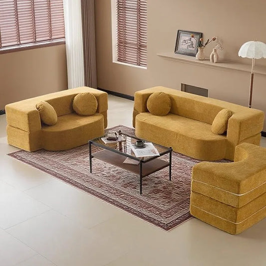 Living Room Compressed Sponge Sofa Modular Sectional Sofa Bed for Bedroom Apartment Ultra-Soft Deep Seat Lightweight Easy Assemb